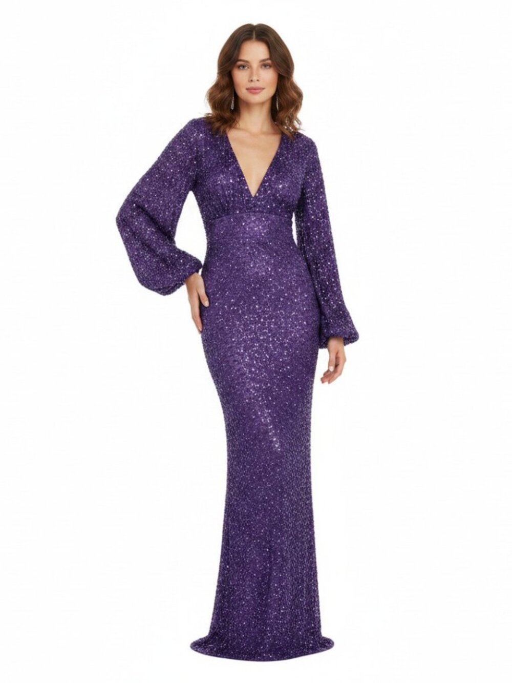 NWT Mac Duggal sequin gown, Amethyst, Size 8